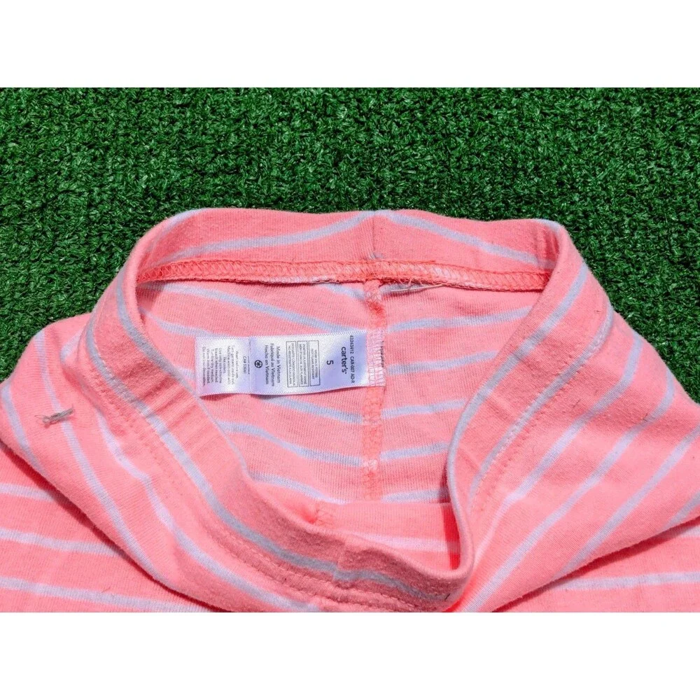 Carter's Girls Pink White Striped Snug Fit Pajama Bottom Shorts 5T EUC
